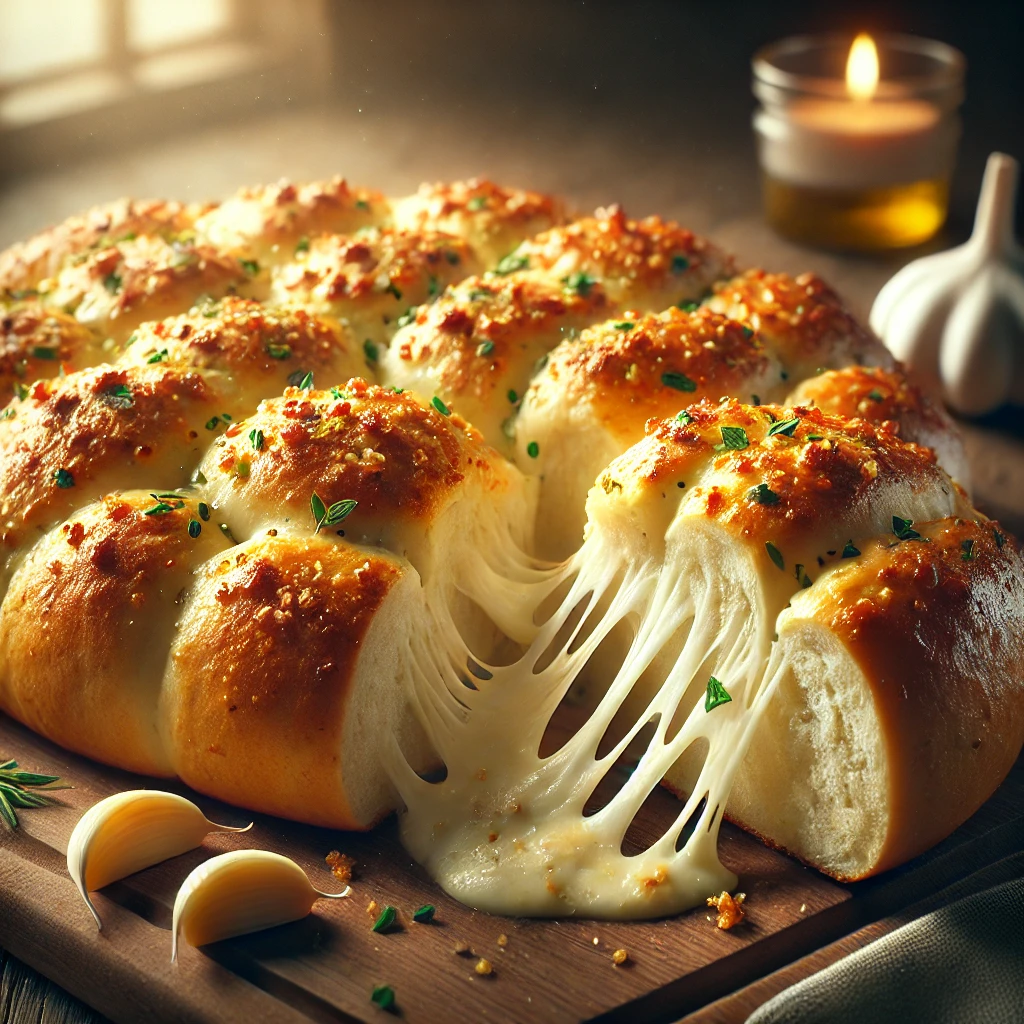 Receita de pão de alho com queijo caseiro